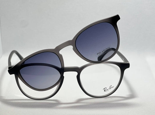 Black Gradient round ReyBan clip on sunglasses
