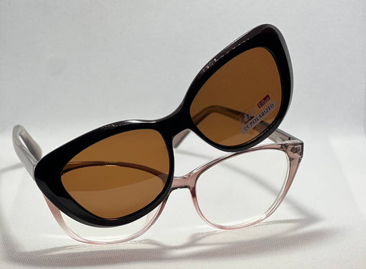 Transperant Brown LEKE clip on sunglasses