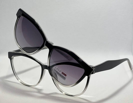 Gradient Black LEKE clip on sunglasses